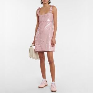 Ganni Sequin Mini Dress Women’s Size 8 Y2K Soft Girl Barbiecore Powder Pink